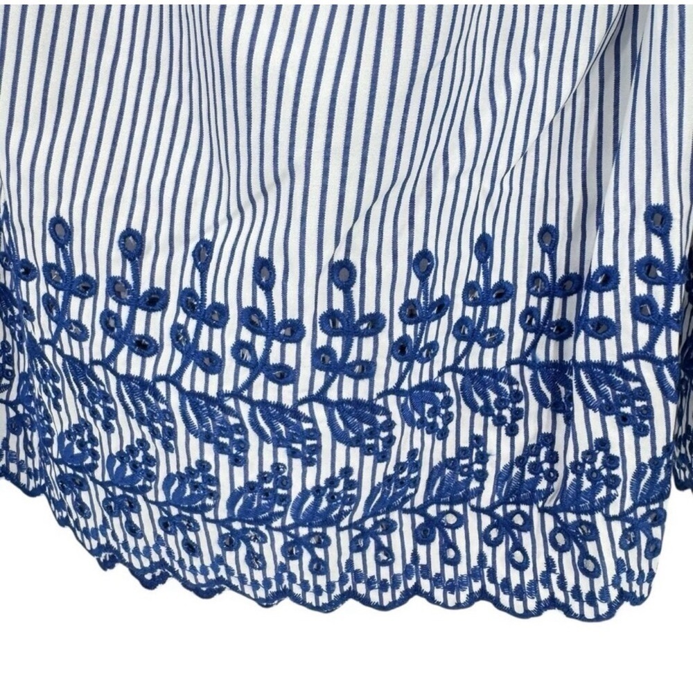 Tuckernuck Cinzia Blue Stripe Eyelet Midi Skirt Medium NWT - Picture 9 of 11